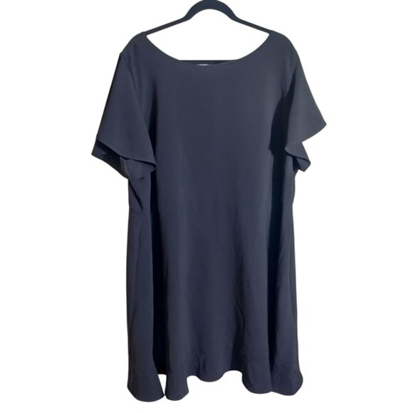 LOFT Women's Black Dress Size 22 Plus Size Flutter Sleeves Ruffle‎ LBD New - Picture 2 of 9